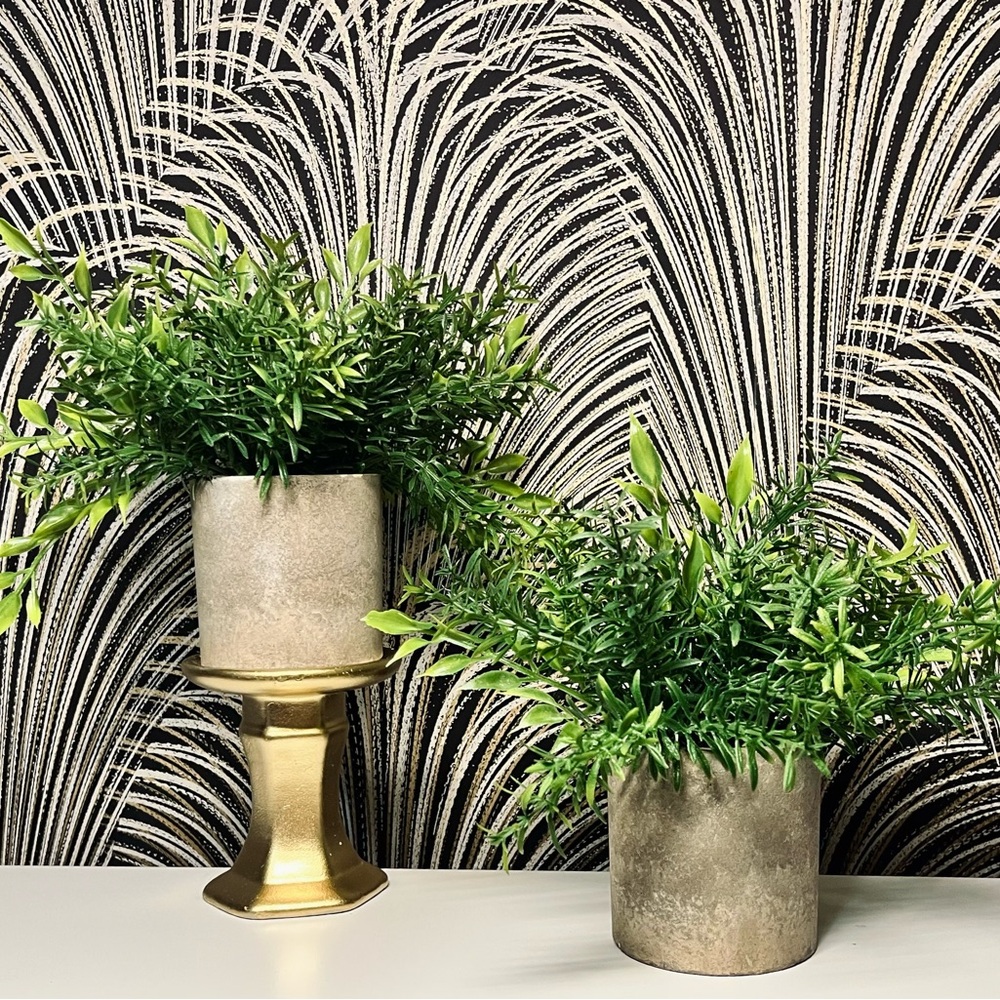 Greenery in Stone Vases - Set of 2